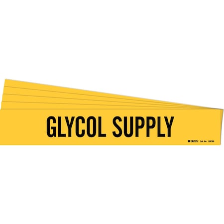 Brady GLYCOL SUPPLY Pipe Marker Style 1HV Polyester Black on Yellow 1 per Card, 5 PK 105763-PK